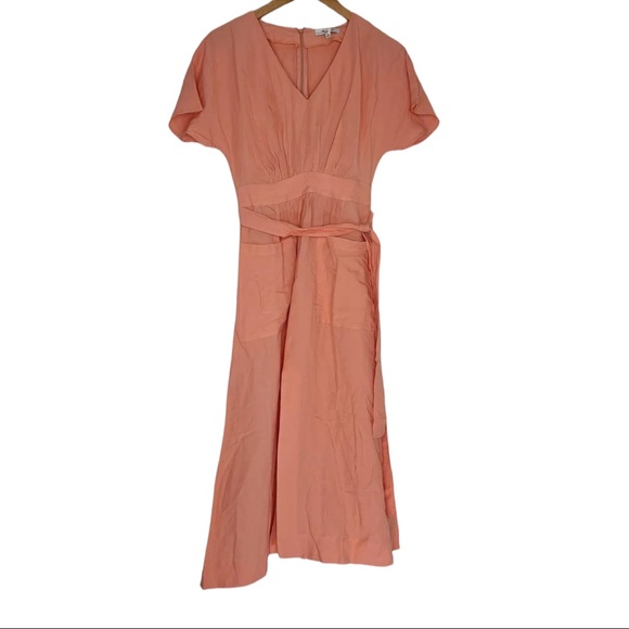 Madewell Dresses & Skirts - Madewell Linen Blend Dolman Sleeve Tie Waist Midi Dress Size 00 Womens